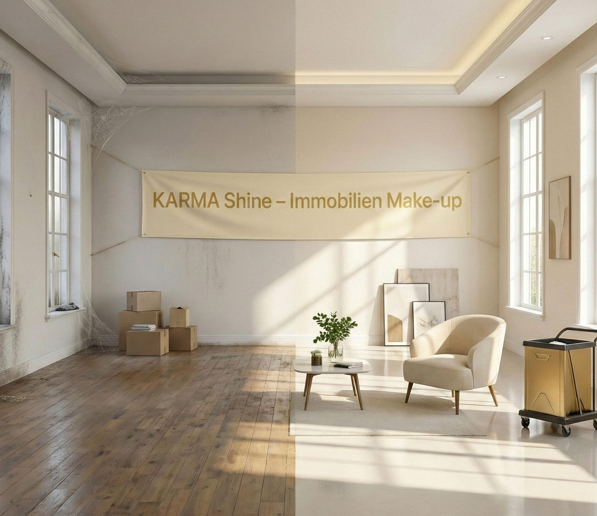 Immobilien-Aufbereitung für Verkauf und Vermietung in Görlitz – KARMA SHINE Vorher-Nachher-Vergleich zur Wertsteigerung: Professionelle Immobilien-Reinigung für den erfolgreichen Verkauf in Görlitz